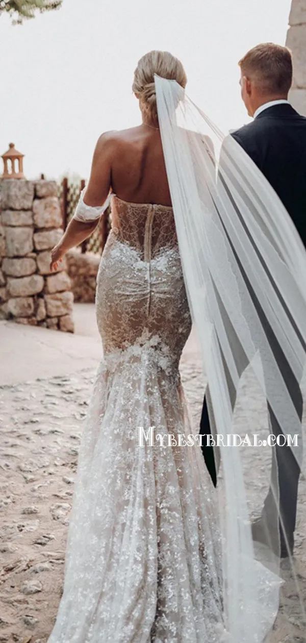 New Arrival Off-shoulder Mermaid Lace Beautiful Wedding Dresses. WDS0092