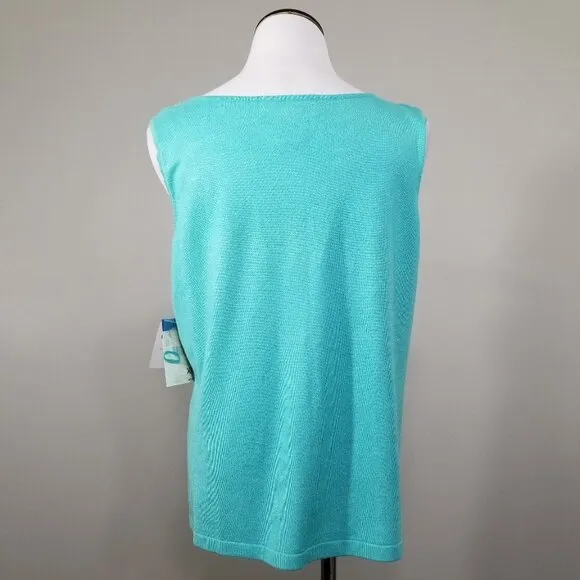 New VTG Susan Bristol XL Knit Top Embellished Tassles Soft Sleeveless Sweater