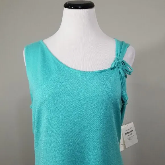 New VTG Susan Bristol XL Knit Top Embellished Tassles Soft Sleeveless Sweater