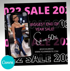 New Year, End Of Year Sale, 2022 Sale, Sale Flyer, Shop Flyer, Boutique Flyer, Business Flyer, New Year 2022
