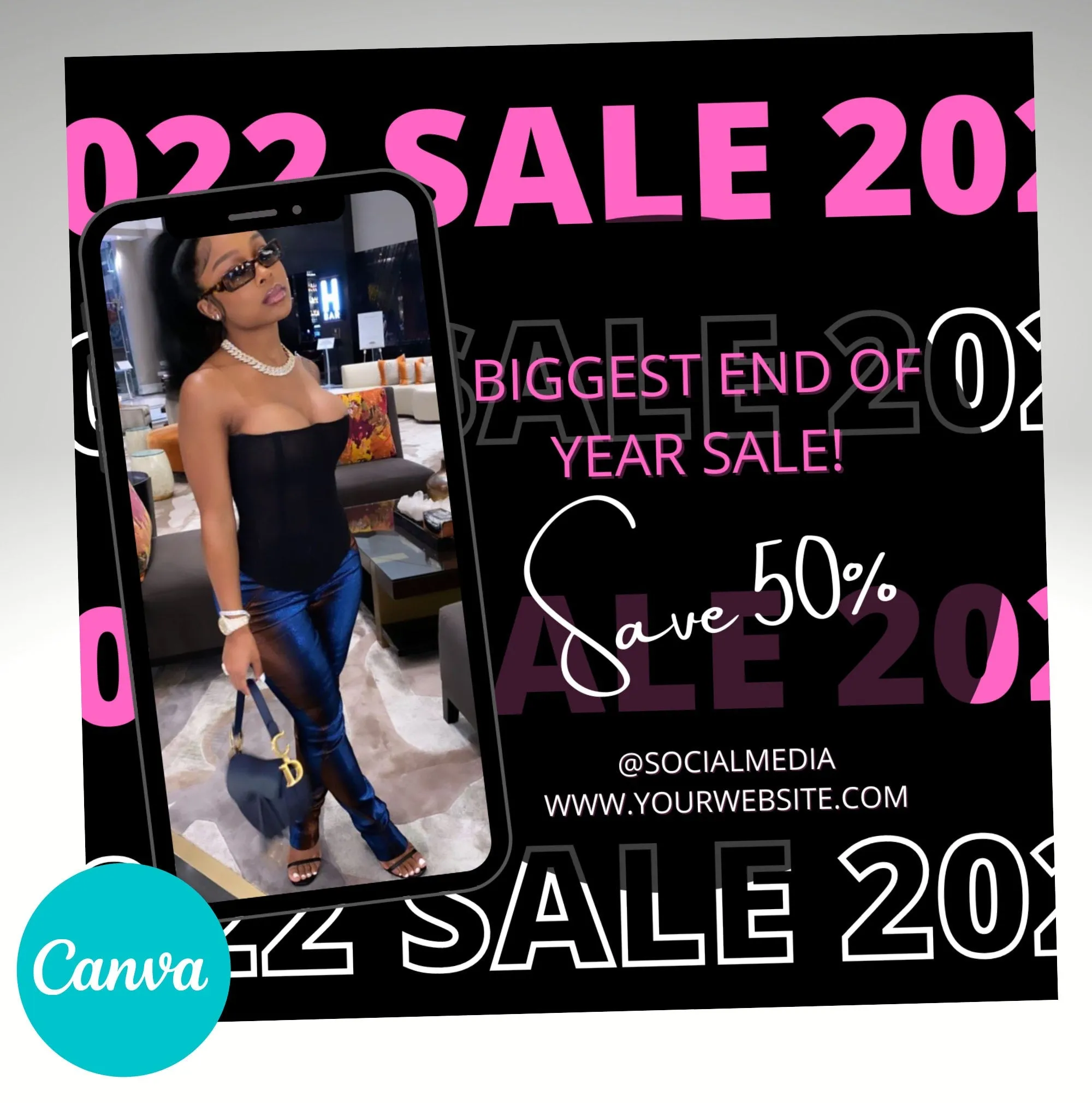 New Year, End Of Year Sale, 2022 Sale, Sale Flyer, Shop Flyer, Boutique Flyer, Business Flyer, New Year 2022