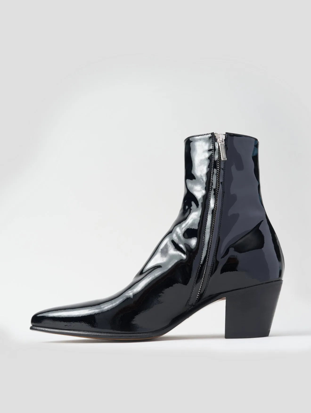 NICO 60MM ANKLE BOOT IN BLACK PATENT LEATHER