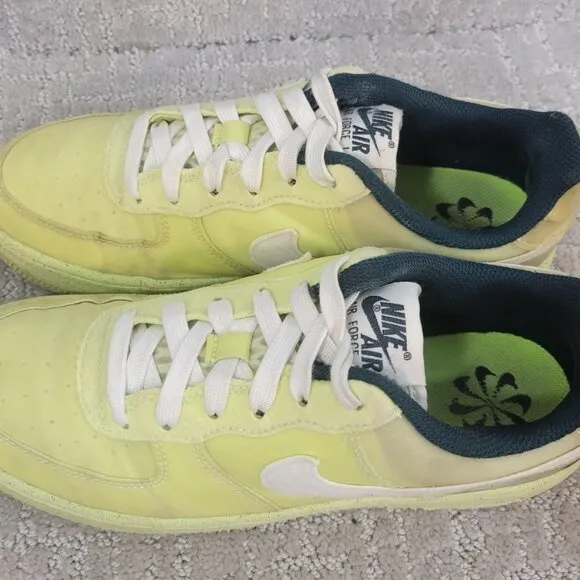 NIKE Air Force 1 Crater GS Unisex Kids Size 7 Lemon Twist Lace Up Sneaker Shoes
