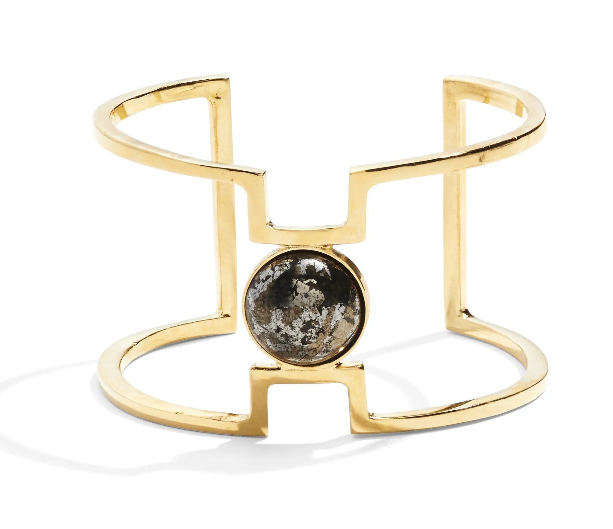 Notch Cuff in Gold with Pyrite