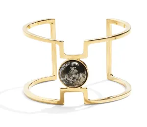 Notch Cuff in Gold with Pyrite