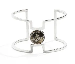 Notch Cuff in Silver with Pyrite
