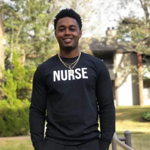 Nurse (White) | Black Long Sleeve Tee