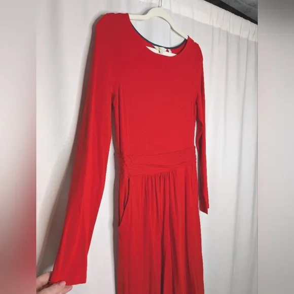 NWOT Boden Abigail Jersey Dress Post Box Red Viscose Banded Waist Size 6