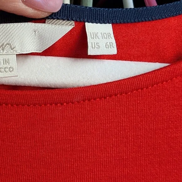 NWOT Boden Abigail Jersey Dress Post Box Red Viscose Banded Waist Size 6