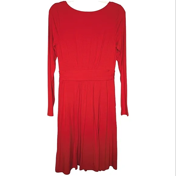 NWOT Boden Abigail Jersey Dress Post Box Red Viscose Banded Waist Size 6