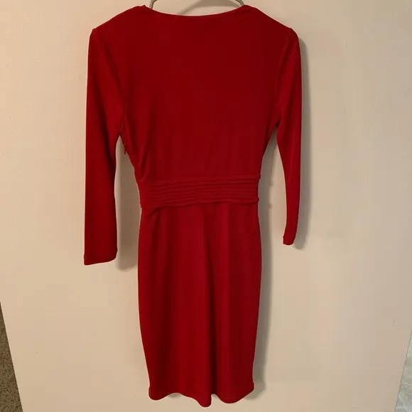 NWT BCBGMaxAzria Red Jenesis Mock Wrap Dress