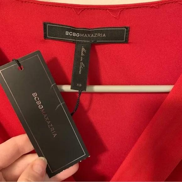 NWT BCBGMaxAzria Red Jenesis Mock Wrap Dress