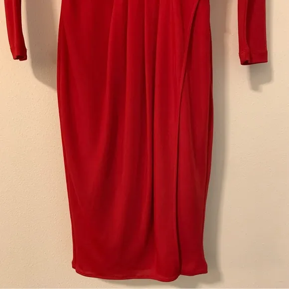 NWT BCBGMaxAzria Red Jenesis Mock Wrap Dress