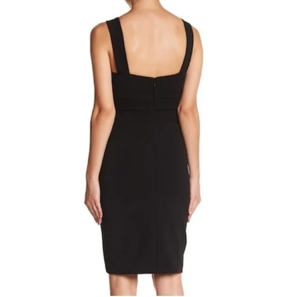 NWT Betsey Johnson Crepe Sheath Dress LBD Sweetheart Gathered Waist Pintuck Sz 2