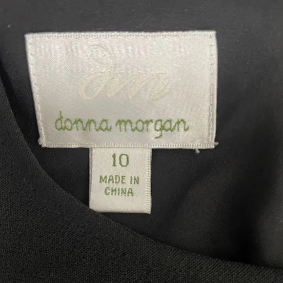 NWT Donna Morgan Black Shift Dress with Faux Leather Sleeves Size 10