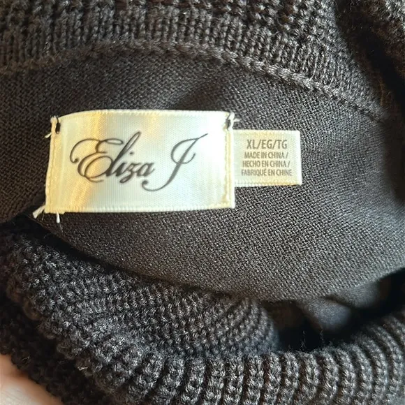 *NWT Eliza J Women Sweater Dress XL Black Knee Length Off the Shoulder Holiday