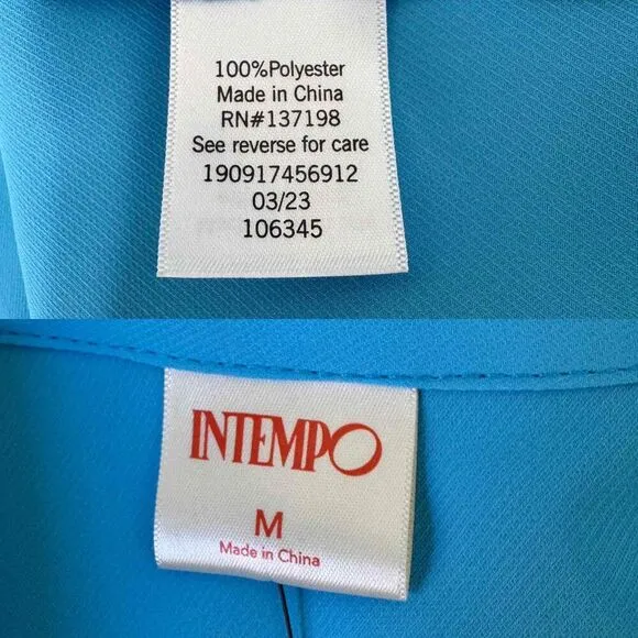 NWT Intempo Blue Short Sleeve Wrap Shirt Dress Medium