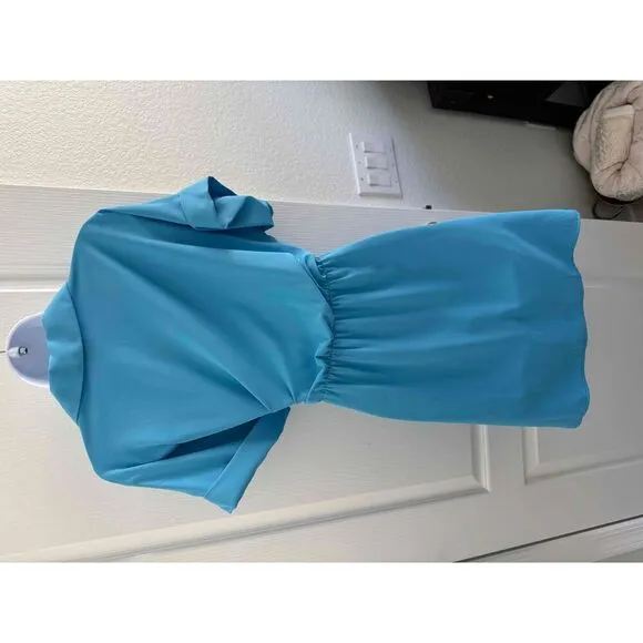 NWT Intempo Blue Short Sleeve Wrap Shirt Dress Medium