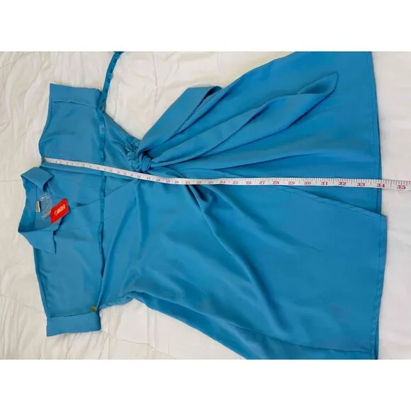 NWT Intempo Blue Short Sleeve Wrap Shirt Dress Medium