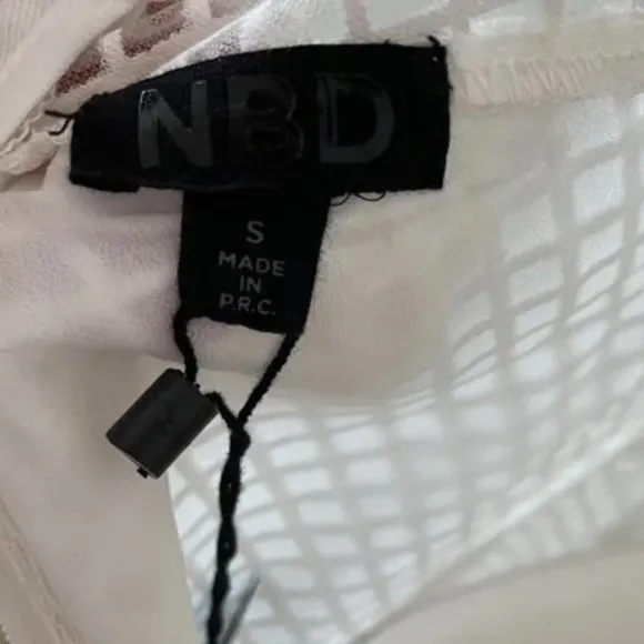 NWT NBD Revolve Sheer Lattice Grid Texture Overlay Mini Dress in White Sz. S