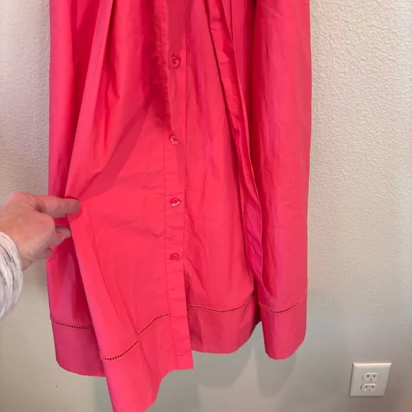 NWT Talbots Poplin Eyelet Collar Shirt Dress in Coral, size 10, Spring Easter