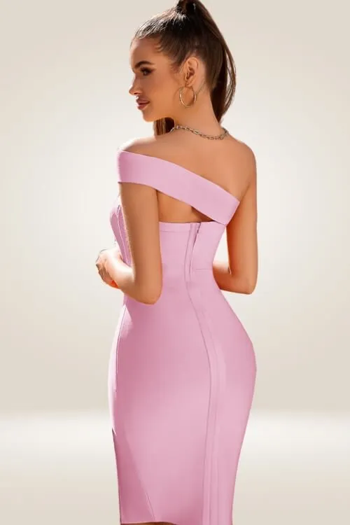 Off The Shoulder Pink Bodycon Dress