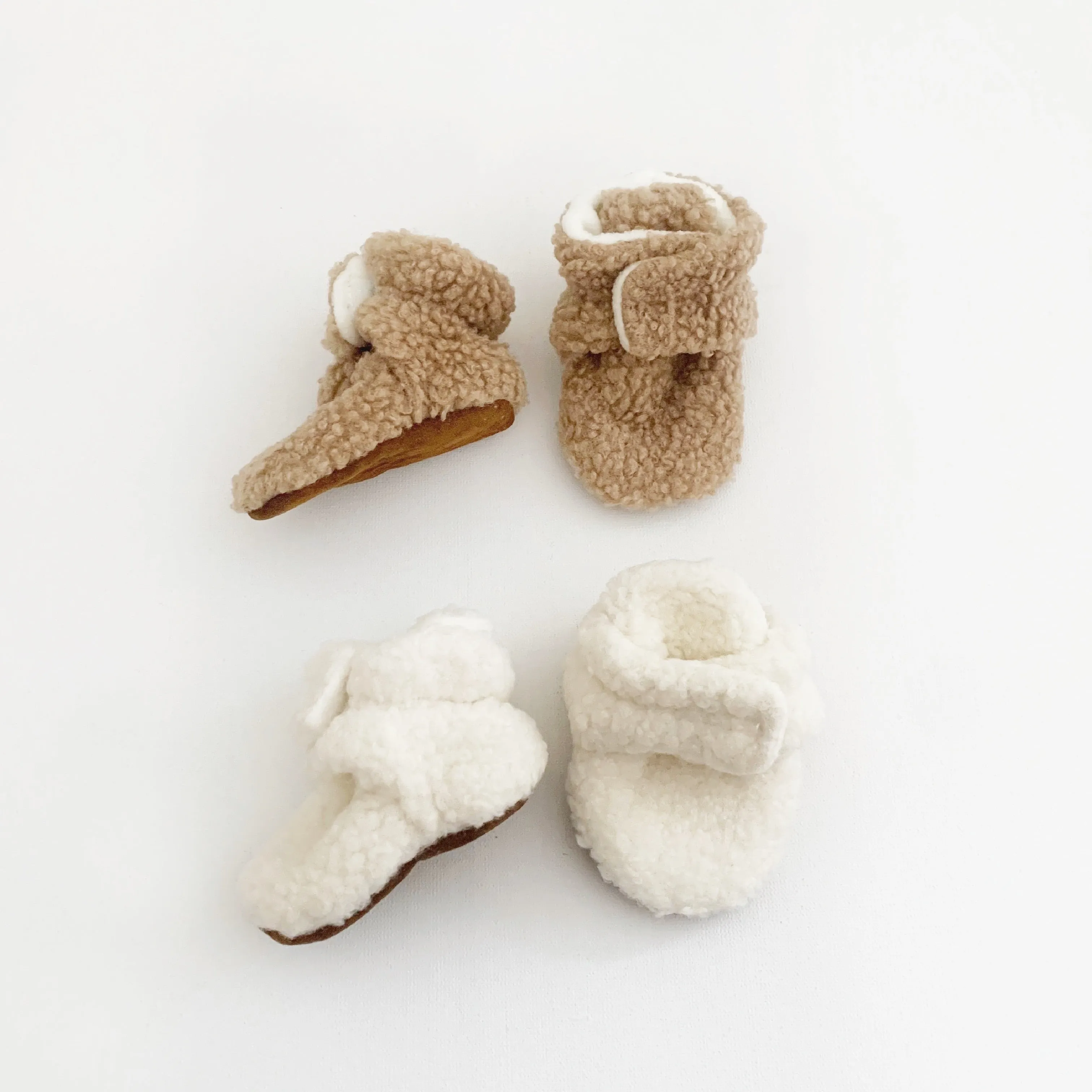 OLIVE & BUD TEDDY BOOTIES MILK/ALMOND/CHARCOAL