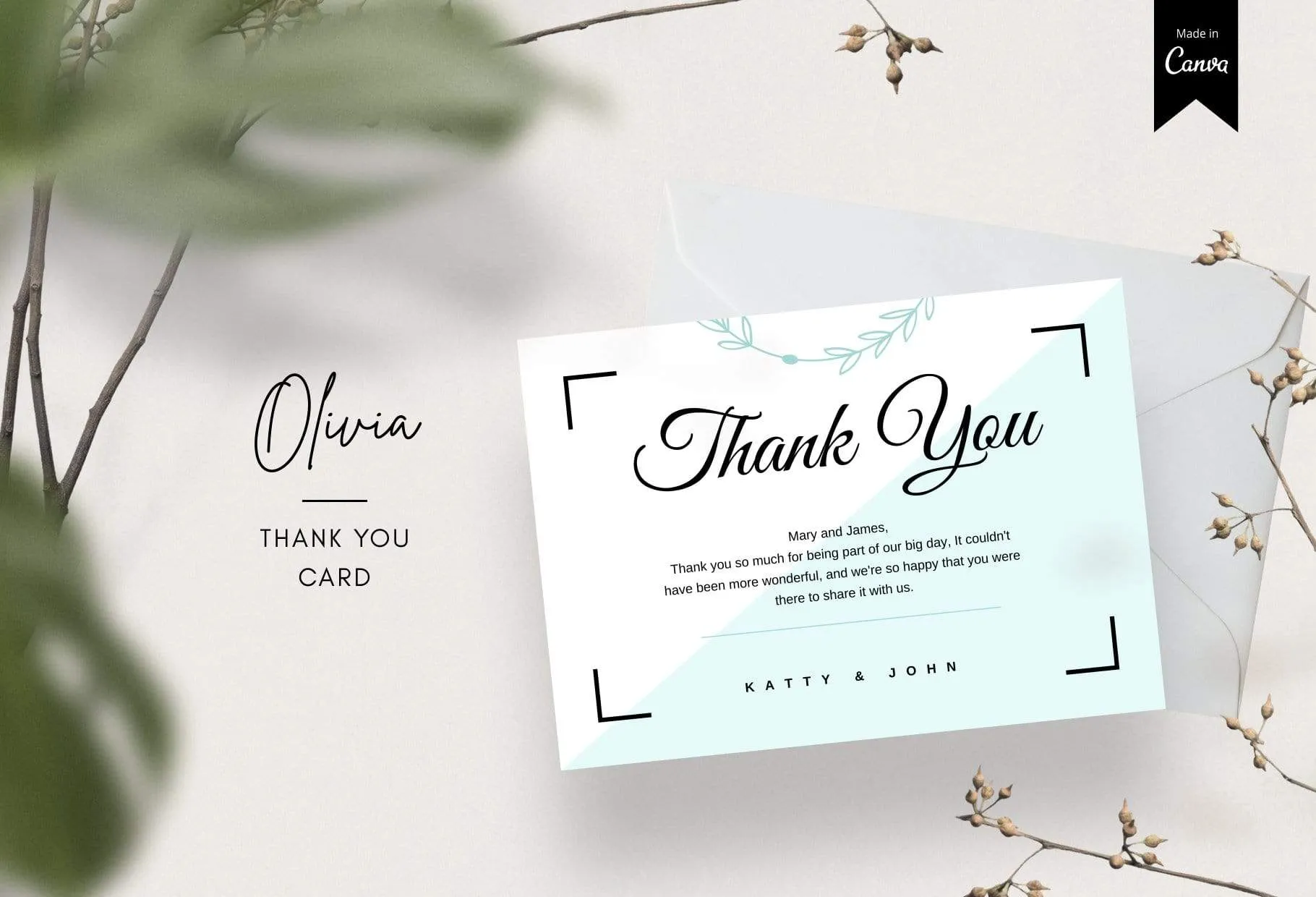 Olivia Printable Thank You Card Packaging Insert Note Canva Template