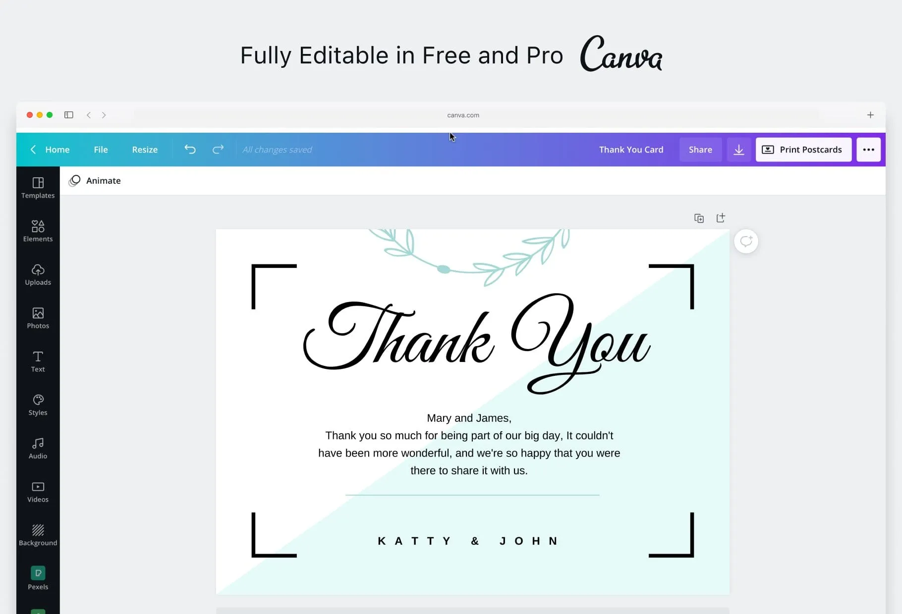 Olivia Printable Thank You Card Packaging Insert Note Canva Template