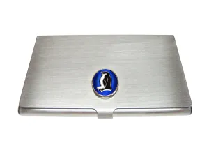 Oval Blue Penguin Bird Business Card Holder