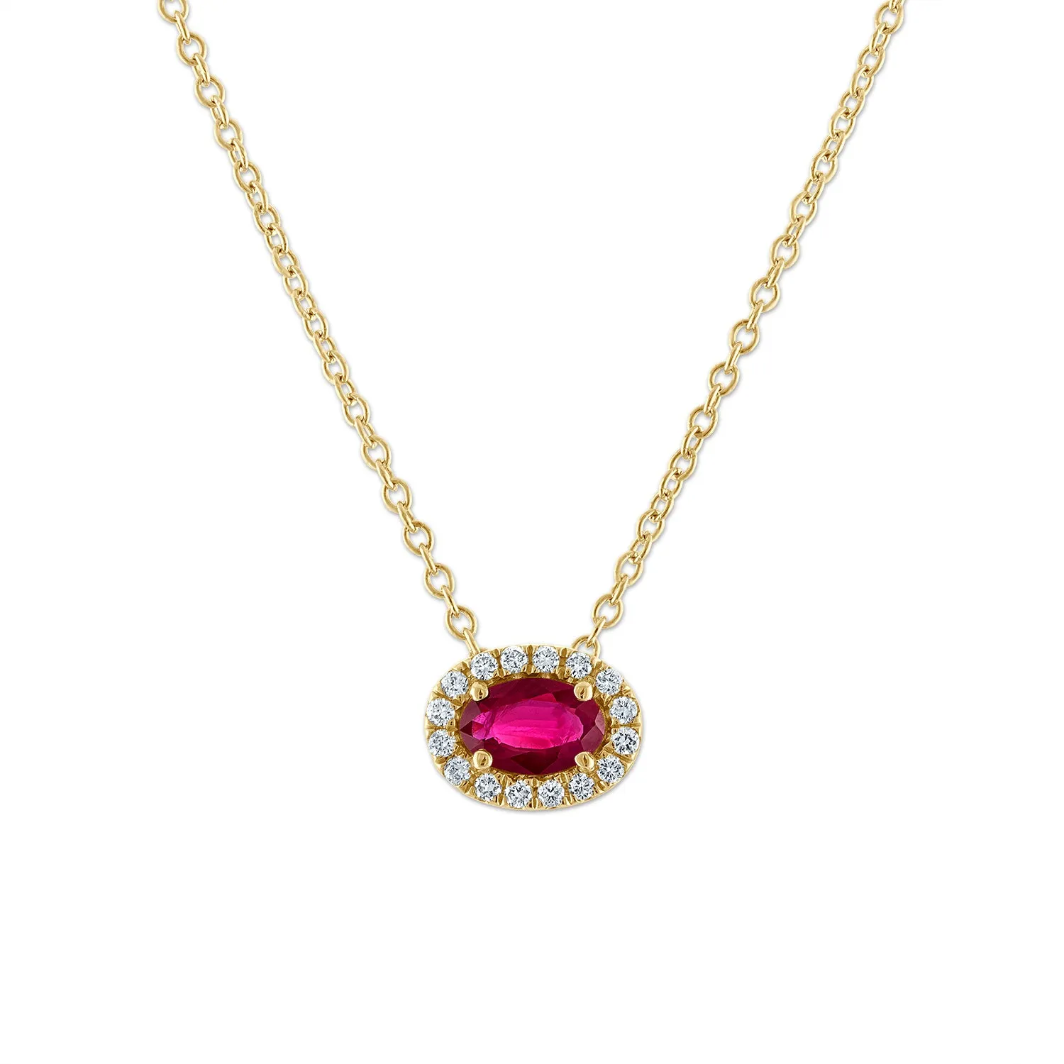 Oval Ruby East West Diamond Necklace