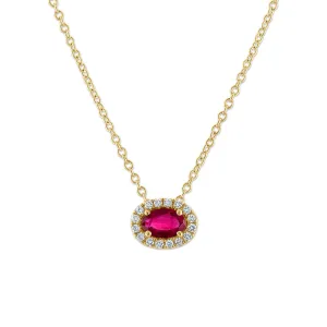 Oval Ruby East West Diamond Necklace