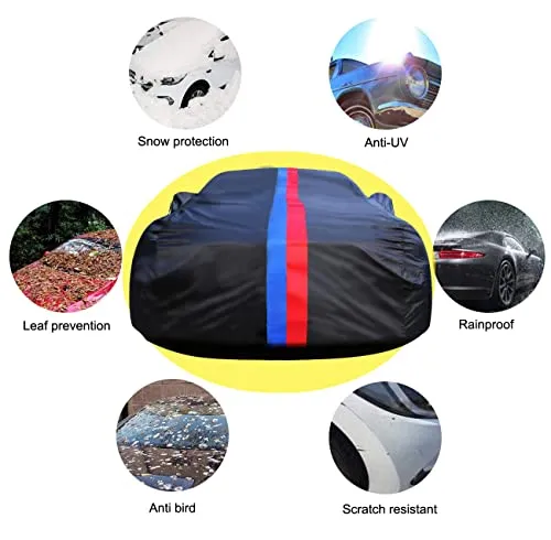 OYADM Sedan Car Cover Sedan, Upgraded Waterproof All Weather Full Car Cover, Universal Outdoor Indoor All Season Windproof Dustproof Scratch UV Protection (Black)