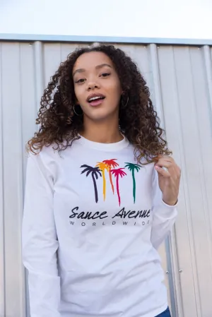 Palm Trees SA Worldwide | White Long Sleeve Tee