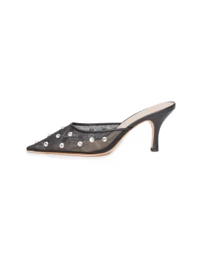 Paloma Mesh Mid-Heel Close Toe Mule with Crystal Embellishment