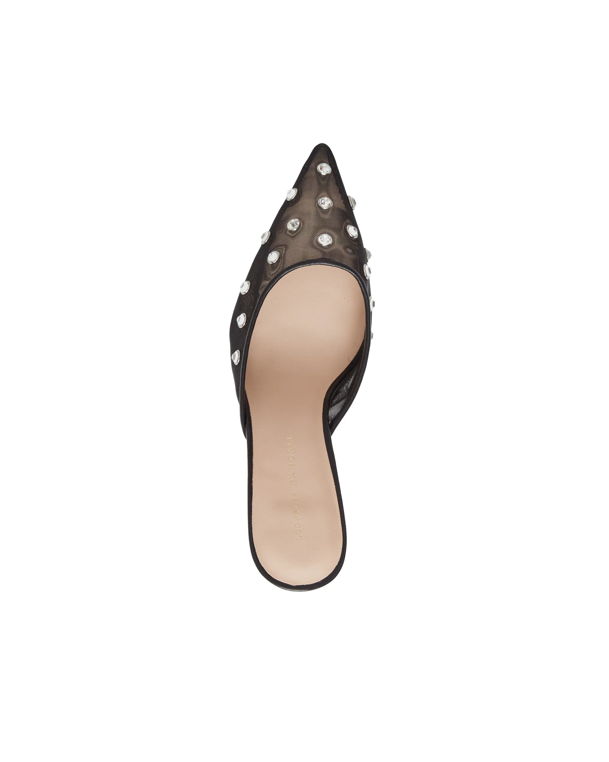 Paloma Mesh Mid-Heel Close Toe Mule with Crystal Embellishment