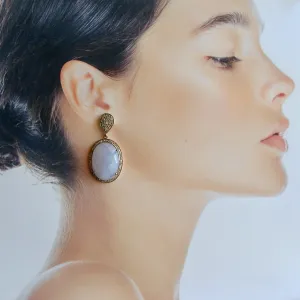 Pave Champagne Diamonds & Holly Blue Chalcedony Earrings - Payton Earrings