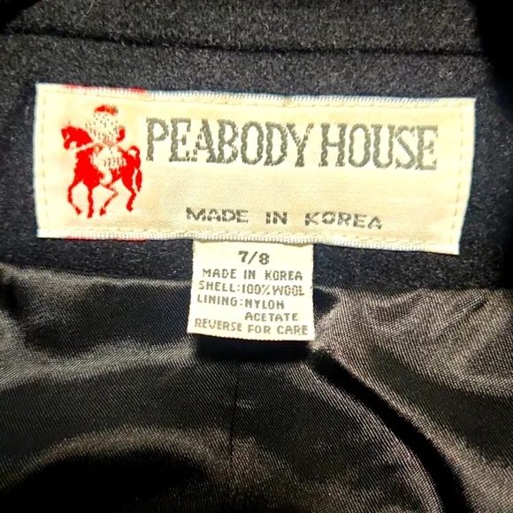 Peabody House Vintage 100% Wool Black Blazer Jacket Size 7/8