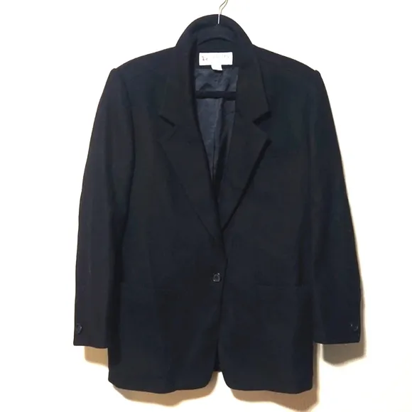 Peabody House Vintage 100% Wool Black Blazer Jacket Size 7/8