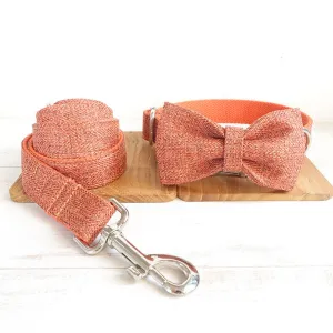 Peach Bowtie Collar & Matching Leash