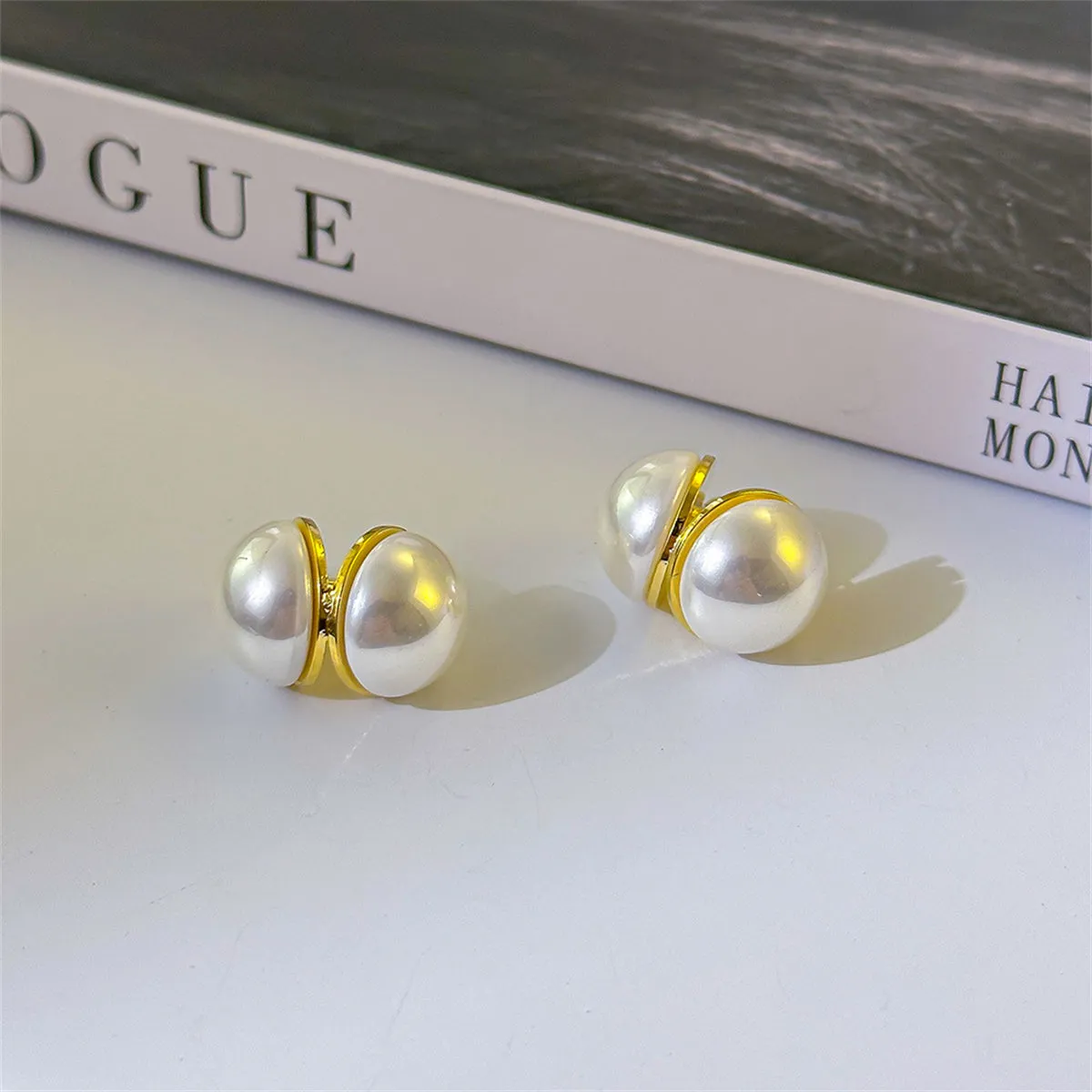 Pearl & 18K Gold-Plated Open Shell Huggie Earrings