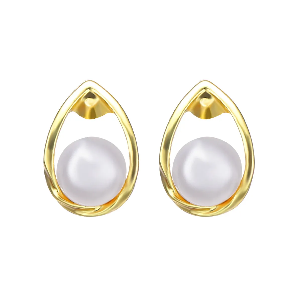 Pearl & 18K Gold-Plated Teardrop Stud Earrings