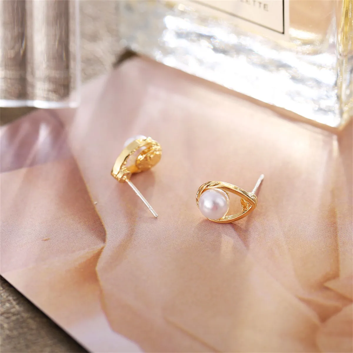 Pearl & 18K Gold-Plated Teardrop Stud Earrings