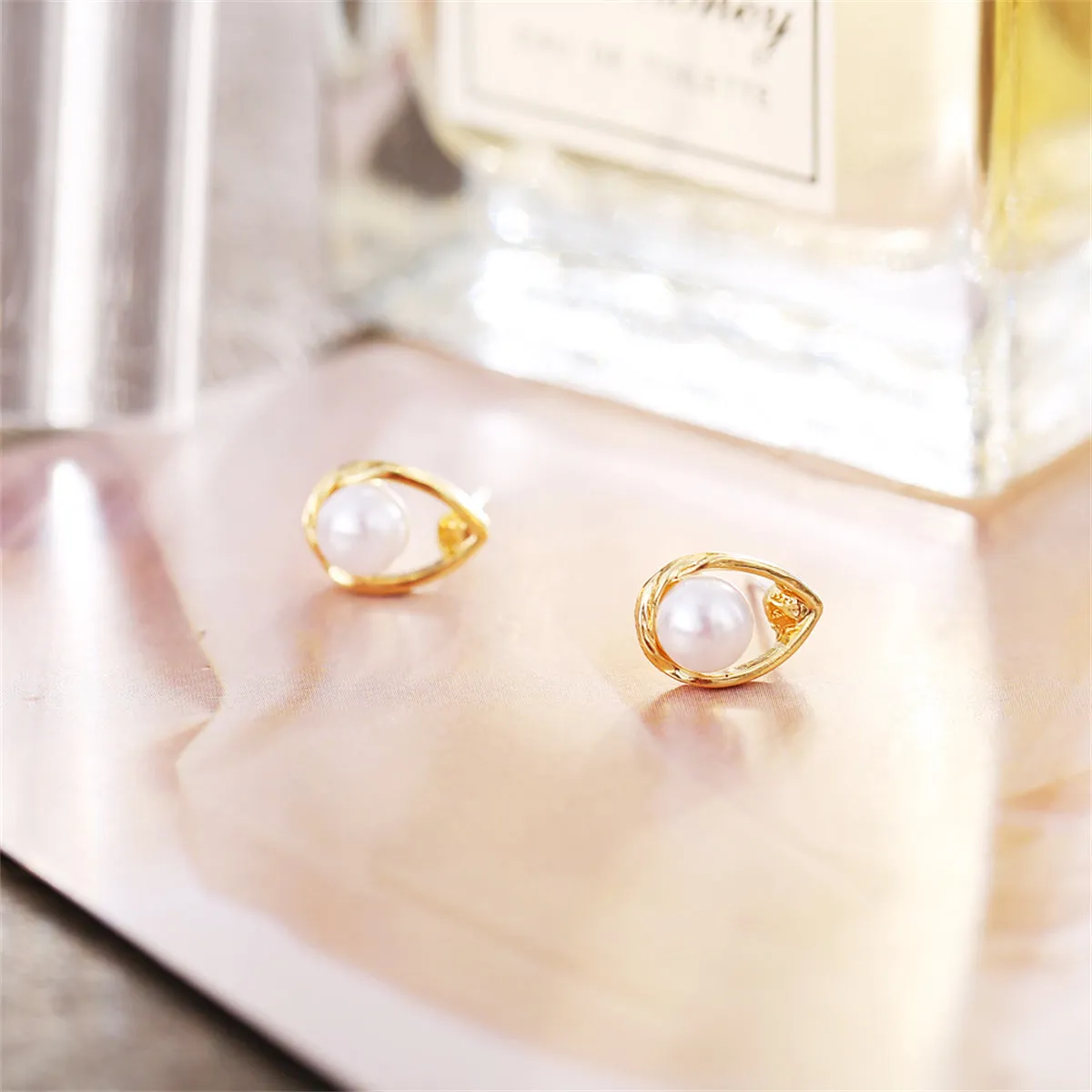 Pearl & 18K Gold-Plated Teardrop Stud Earrings