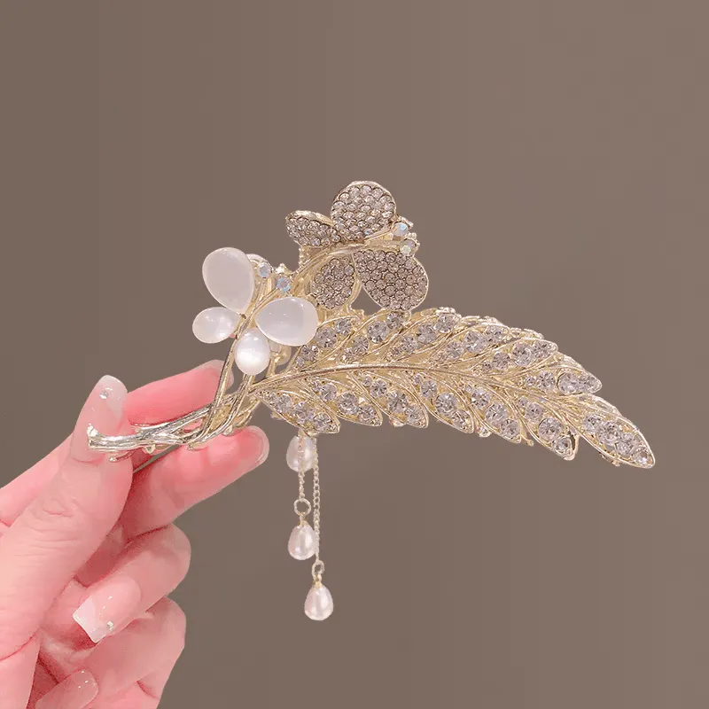 Pearl Chain Tassel Floral Butterfly Chignon Claw Clip Hair Clip