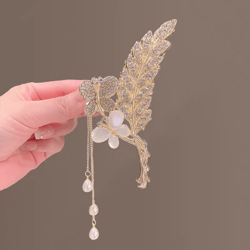 Pearl Chain Tassel Floral Butterfly Chignon Claw Clip Hair Clip