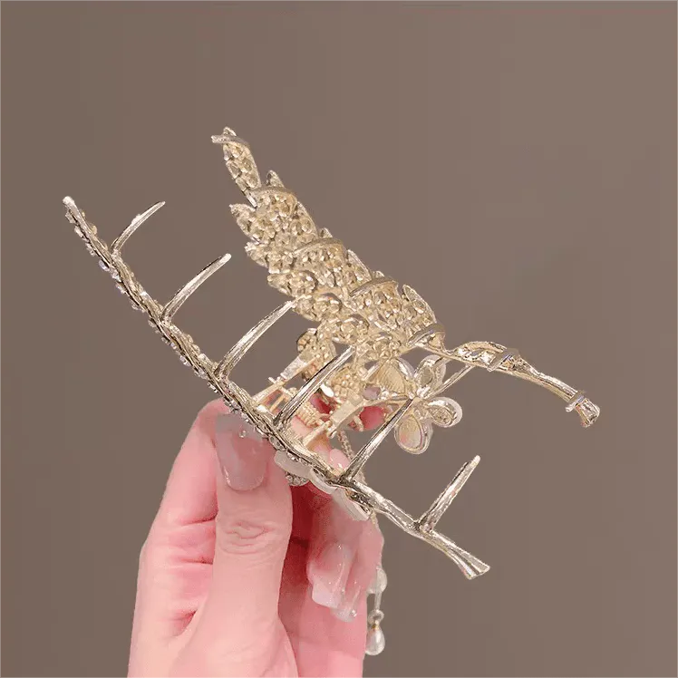 Pearl Chain Tassel Floral Butterfly Chignon Claw Clip Hair Clip