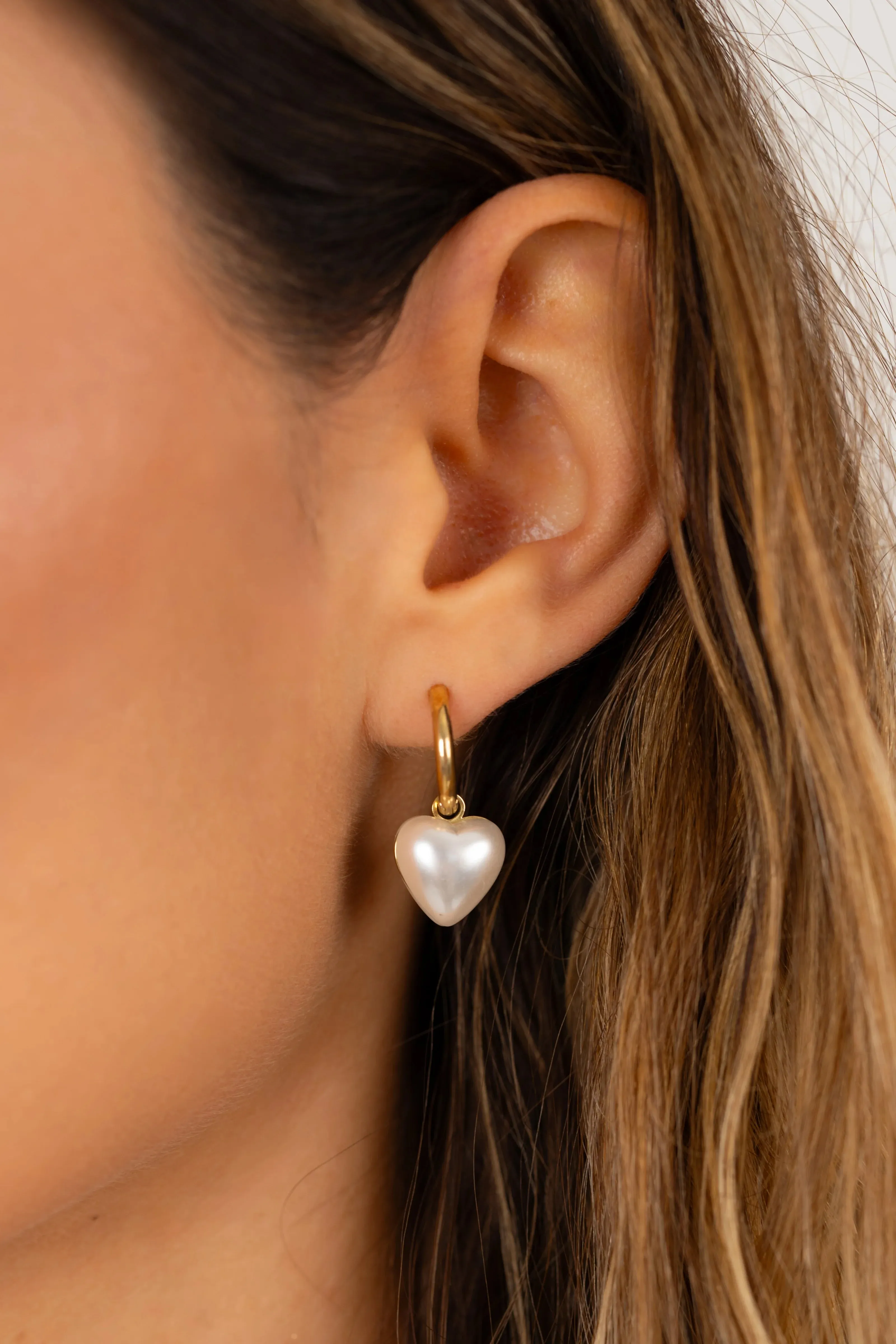 Pearl Heart Drop Earrings