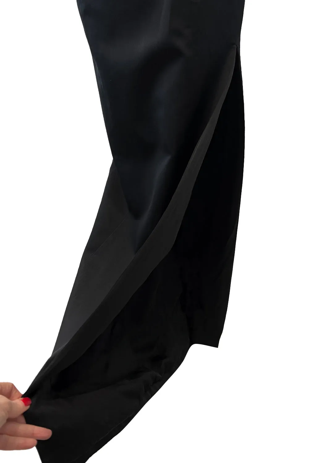 Perfectly Minimalist 1990s Richard Tyler Couture Sleek Sweetheart Neckline Strapless Black Silk Dress