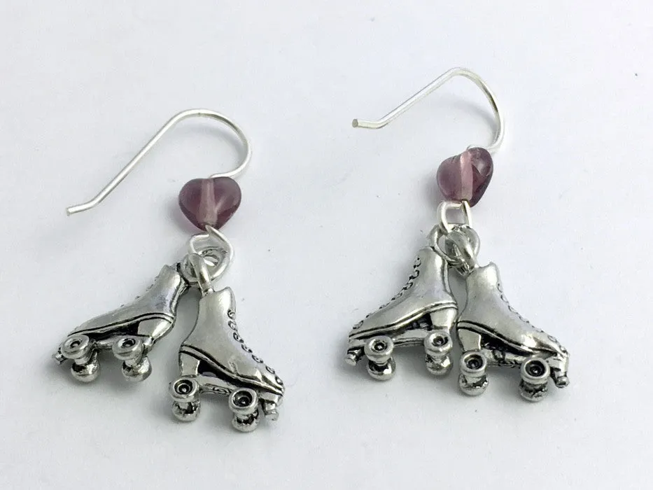Pewter  & Sterling Silver Roller Skate dangle Earrings- Skates, Pair of, Derby